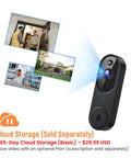 Smart Video Doorbell Camera With Battery Power, AI Human Detection And Instant Alerts, Night Vision, Two Way Audio, 2.4G WiFi, Chime Included, Cloud Storage Sold Separately showing video capture examples