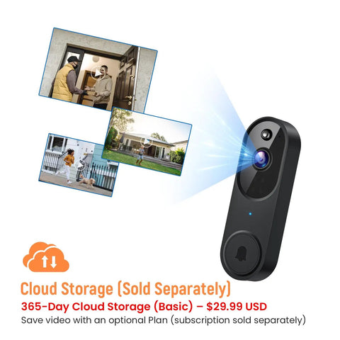 Smart Video Doorbell Camera With Battery Power, AI Human Detection And Instant Alerts, Night Vision, Two Way Audio, 2.4G WiFi, Chime Included, Cloud Storage Sold Separately showing video capture examples