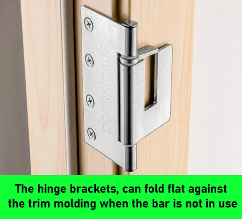 Heavy Duty Door Security Bar For Inward Swing Front Doors Fits 32 To 36 Inches Built Tough hinge bracket on door frame