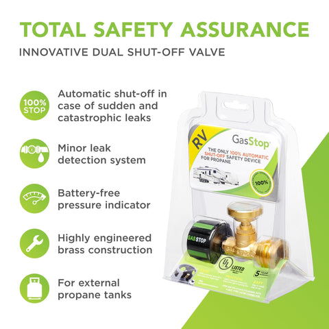 Propane Tank Gauge With Leak Detector And Emergency Shut Off For RV And Camper Use Pressure Indicator Universal Meter in package