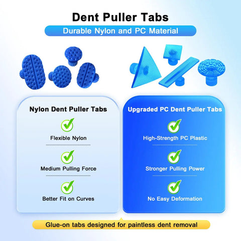 Paintless Dent Repair Kit For Home Mechanics With Dent Puller Set And Metal Lifter Bridge Puller Slide Hammer T Bar PDR Tools For Car Dents Auto Body Hail Damage Removal DIY Repair That Keeps Factory Finish dent puller tabs in nylon and PC plastic