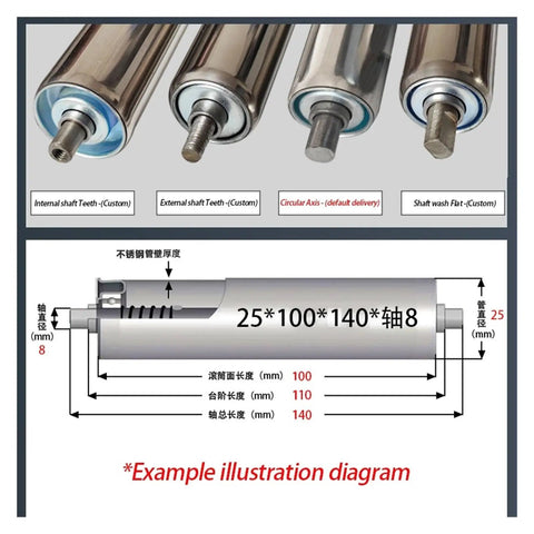 Rugged As Nails Heavy Duty Replacement Conveyor Rollers Galvanized Steel Idlers for Assembly Lines and Unloading Systems shown with size specifications.