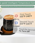 Personalized Coffee Mug Warmer With Auto Shut Off Sensor Touch Smart Heating Coaster Desk Essential Keeps Your Daily Brew Hot Gift That Slaps For Coffee Tea Lovers Straight Fire Vibe Included, showing temperature control on warming coaster.