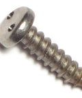 Top Shelf Hella Tough Spanner Security Pan Head Sheet Metal Screws, Diameter 14 By 1 Inch stainless steel fastener close-up.