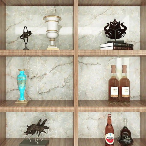 Bookshelf with marble contact paper self adhesive peel and stick waterproof removable wallpaper for granite countertops