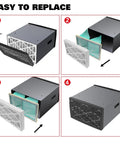Bang For Your Buck Dual Replacement Filters Set For Ecomax MCF03 Air Filtration Systems showing easy filter replacement steps.