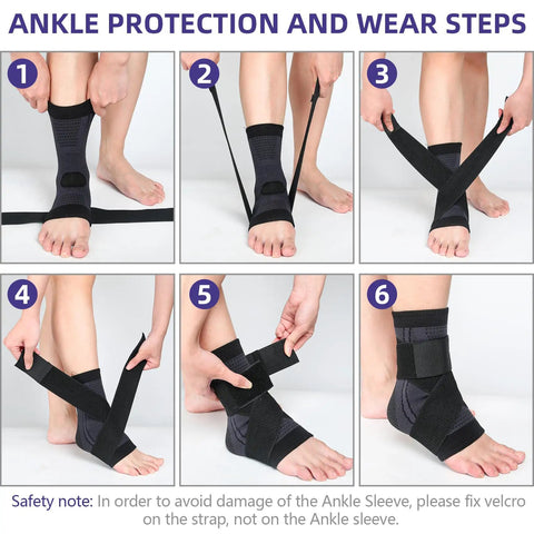 Instructions for wearing Adjustable Ankle Brace For Men And Women, Compression Support That Stabilizes Ligaments, Large Size, Green