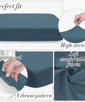 12 Pack Waterproof Stretch Cushion Covers For Patio And Indoor Couches, gray blue, detail showing texture and elasticity.