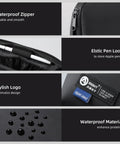 Waterproof Travel Tech Pouch Electronics Organizer Cable Case For Chargers Cables USB Drives Earbuds And Small Gadgets Compact Portable Black close-ups