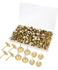 Upgrade Your Furniture Game With These Top Shelf Gold Upholstery Tacks 300 Piece Kit featuring gold tacks with 0.43 inch round heads.