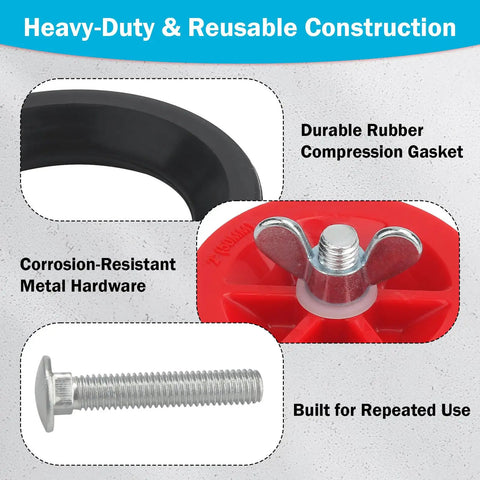 Pro Grade 2 Inch IPS Mechanical Test Plug Kit, Heavy Duty Expansion DWV Pipe Seal for Plumbing Pressure Testing and Temporary Drain Sealing, Reusable, 3 Pack rubber gasket and metal hardware