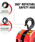 Heavy Duty 3 Ton Manual Chain Hoist With 6000 Lb Capacity And 10 Foot Travel showing 360° rotatable safety hook for flexibility.