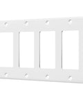 Decorator Light Switch Or Receptacle Wall Plate With Gloss Finish, 4-Gang, 4.50 x 8.19 Inches, White, Side Angle View