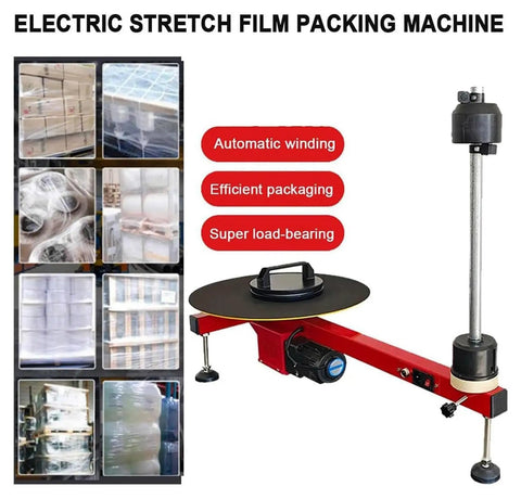 Hardcore Heavy Duty Electric Stretch Wrapping Table With Automatic Film Dispenser And Smooth 40 Cm Turntable for fast shop floor packing.