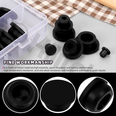 High Temp Silicone Plug Set 51Pcs 6 Sizes T Shaped Rubber Stopper Hole Plugs for Powder Coating Plating Waterproof Kit
