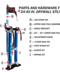 Parts and hardware for Adjustable Aluminum Drywall Stilts 24 To 40 Inch For Painting And Taping, Lightweight Painter Stilt Set.