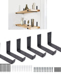 Built Tough Heavy Duty Floating Shelf Brackets Set Of 6 6 Inch Long 4 Inch High 1.5 Inch Lip Black Rustic Iron Wall Mounted Brackets