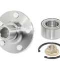 Front Wheel Hub Kit With Bearing Wheel Studs Snap Ring And Axle Nut Complete Replacement Assembly For Non Integral Wheel Hubs Restoring Smooth Operation And Precise Fit, showing all components.
