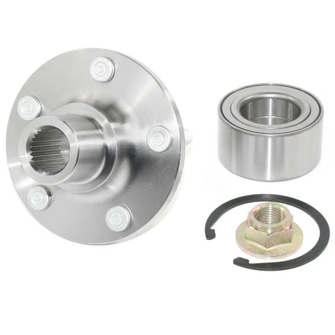 Front Wheel Hub Kit With Bearing Wheel Studs Snap Ring And Axle Nut Complete Replacement Assembly For Non Integral Wheel Hubs Restoring Smooth Operation And Precise Fit, showing all components.