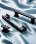 10 Pack Matte Black Solid Cabinet Pulls 5 Inch Center To Center 128mm Hole Centers 6 Inch Overall Length on silk
