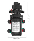 Rugged 12V DC Fresh Water Pump With 2 Hose Clamps Self Priming Diaphragm Pump Pressure Switch 4.5 Liters Per Minute 80 PSI Adjustable