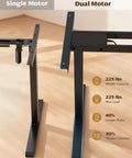 Dual Motor Electric Standing Desk Frame For Your Dope Home Office Setup Height Adjustable Sit Stand Base Fits Table Tops Up To 70.8 By 31.5 Inches 225 Pounds Capacity Black Without Stand showcasing weight capacity and design.