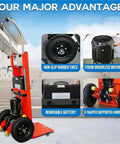 Heavy Duty Electric Stair Climbing Hand Truck With 660lb Capacity And Folding Design For Smooth Logistics Moving Of Furniture Effortlessly On Steps with non-slip rubber tires and 1200W motor.
