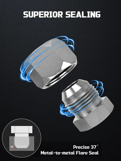 JIC Plug And Cap Kit That Delivers Pro Grade Seal With 37 Degree Flare For Hydraulic Hose Fittings Carbon Steel With Zinc Plating
