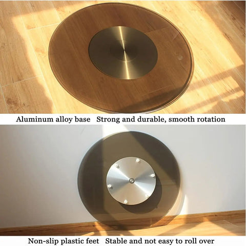 Heavy Duty 39 Inch Round Lazy Susan Turntable For Dining Table Top Hella Smooth Spin 10MM Tempered Safety Glass Kitchen Serving Centerpiece with aluminum alloy base