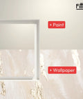 Seamless Flush Access Panel Cover Solid Steel 12 By 12 Inch White Paintable Wall Concealment Door shown with paint and wallpaper options.