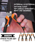 Hand holding Heavy Duty Snap Ring Pliers Set 7 Inch 4 Piece Internal External Circlip Tools with Straight and 90 Degree Bent Jaws