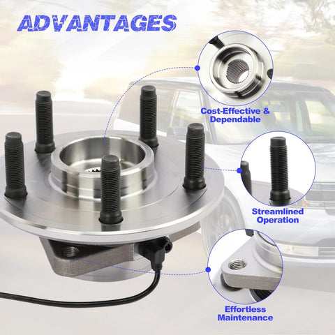 Heavy Duty Front Wheel Hub Bearing Assembly With ABS For Ram 1500 2006 2007 2008 2009 4 Wheel ABS Compatible 5 Stud