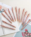 Set Of 12 Rose Gold Motivational Quote Pens With Screen Touch Stylus Snarky Office Scripture Ballpoint Pens In Black Ink