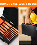 Pro Woodworking Setup Blocks Aluminum Height Gauge Set 15 Pcs in storage case, highlighting convenient organization and portability.