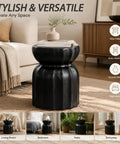 Chinese Style Ceramic Garden Stool And Drum Side Table For Patio, Decorative Plant Stand With Waisted Petal Design, Solid Indoor And Outdoor Accent Piece To Liven Up Your Backyard Chill Spot in living room setting.