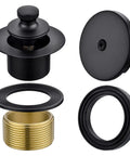 Brass Bathtub Drain Kit With Lift And Turn Mechanism, Single Hole Overflow Faceplate, Matte Black Finish, Universal Fit