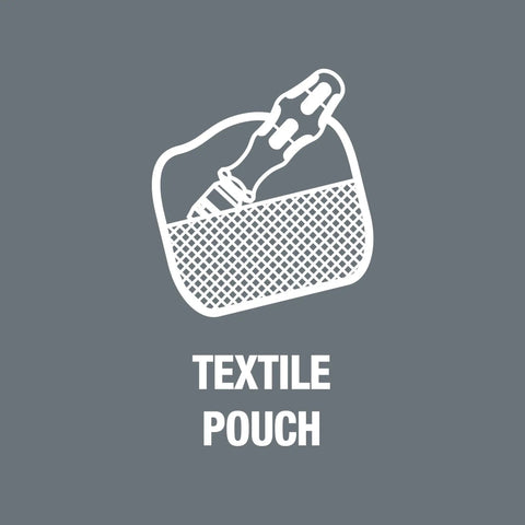 Textile pouch holding 7 In 1 Bitholding Screwdriver With Extendable Bayonet Blade Rapidaptor Quick Release Chuck Built In Bit Storage