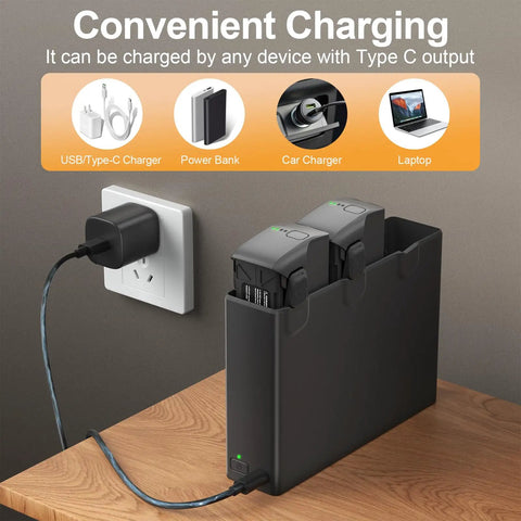Avata 2 Battery 2 Pack With Charging Station And Two Way Charging Hub No Fuss 2150mAh charging in wall outlet with Type-C cable