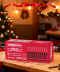 Festive workshop with 16 Piece Magnetic Screwdriver Set With Slotted Phillips And Torx Bits, Built In Magnetizer And Demagnetizer.