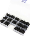 M2.3 and M2.6 truss head self-tapping screws with wafer and pan washer 1000 pieces 10 sizes assortment kit carbon steel black oxide finish