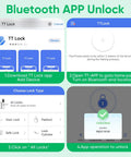 Bluetooth app unlock instructions for Smart Cabinet Lock With Fingerprint, Bluetooth App And Apple Watch Unlock, No Key Needed.
