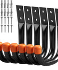 Heavy Duty Metal Wall Hooks 6 Pack For Garage Storage And Organization, J Hooks To Hold Tools, Extension Cords, Ladders, And Bags, Indoor Outdoor Black With Wall Mount Hardware Included.