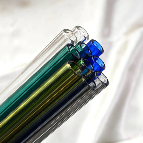 8 Inch Borosilicate Glass Blowing Tubes Set 12 Mm OD And 2 Mm Thick Walls, 10 Pieces In 5 Colors, High Heat Resistant Pro Grade Lab Tubing