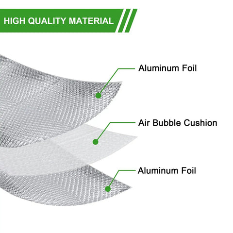 Heavy Duty Aluminum Radiant Barrier Insulation Roll 24 By 50 Feet Kickin Heat Blocker layered aluminum foil and air bubble cushion for insulation
