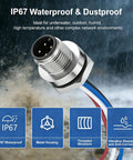 IP67 M12 4 Pin A Coded Male Connector Cable 0.7ft Rear Bulkhead Panel Receptacles 12mm Straight Unshielded Outdoor Use