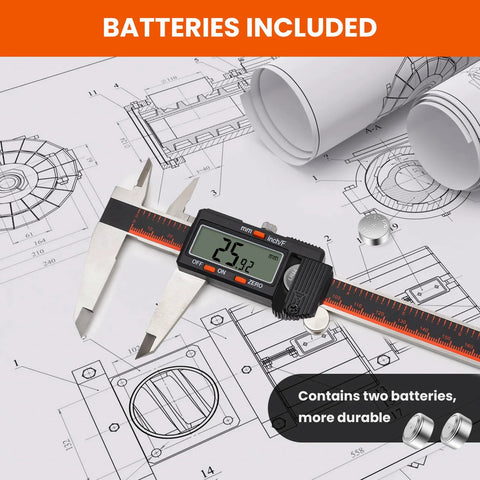 HARDELL digital caliper, 0–8 inch range, stainless steel with large LCD display.