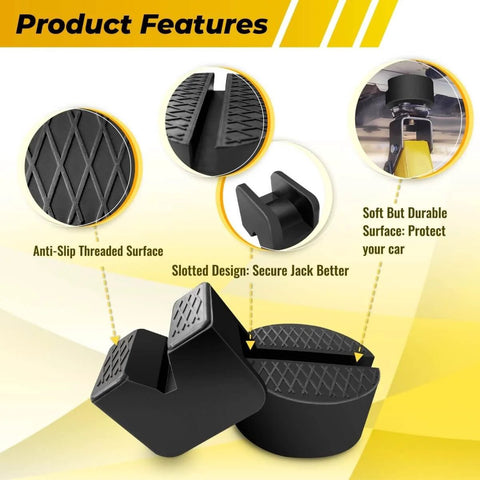 Rubber Jack Pad Pinch Weld Adapter Universal Slotted Frame Rail Protector For Floor Jack Stands Jack Pads Extension And Protection Supports 2 To 4 Tons 4 Packs Grippy Non Slip Design Cushioned Paint Protection Durable Rubber Cushioning