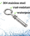 20 Pack M8 By 105mm Expansion Eyebolts In 304 Stainless Steel, rust-resistant and waterproof features