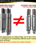 Heavy Duty Dryer Roller Shaft Kit Replaces W10359269 W10359270 Axles For Whirlpool Dryers, showing left and right side models.
