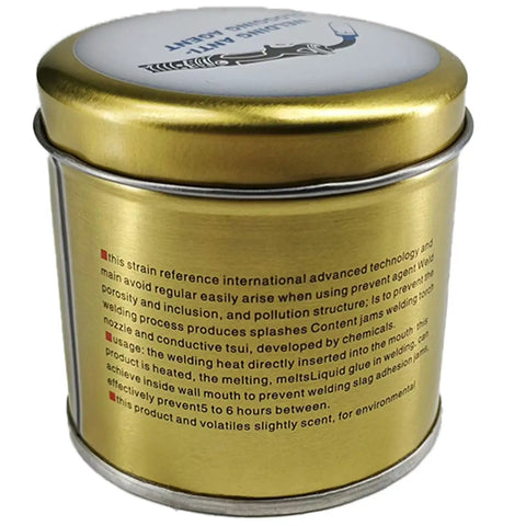 Tin of Anti-Spatter Welding Gel for MIG Nozzles, Keeps Nozzle Clean and Spatter-Free, Easy Apply Barrier visible on side